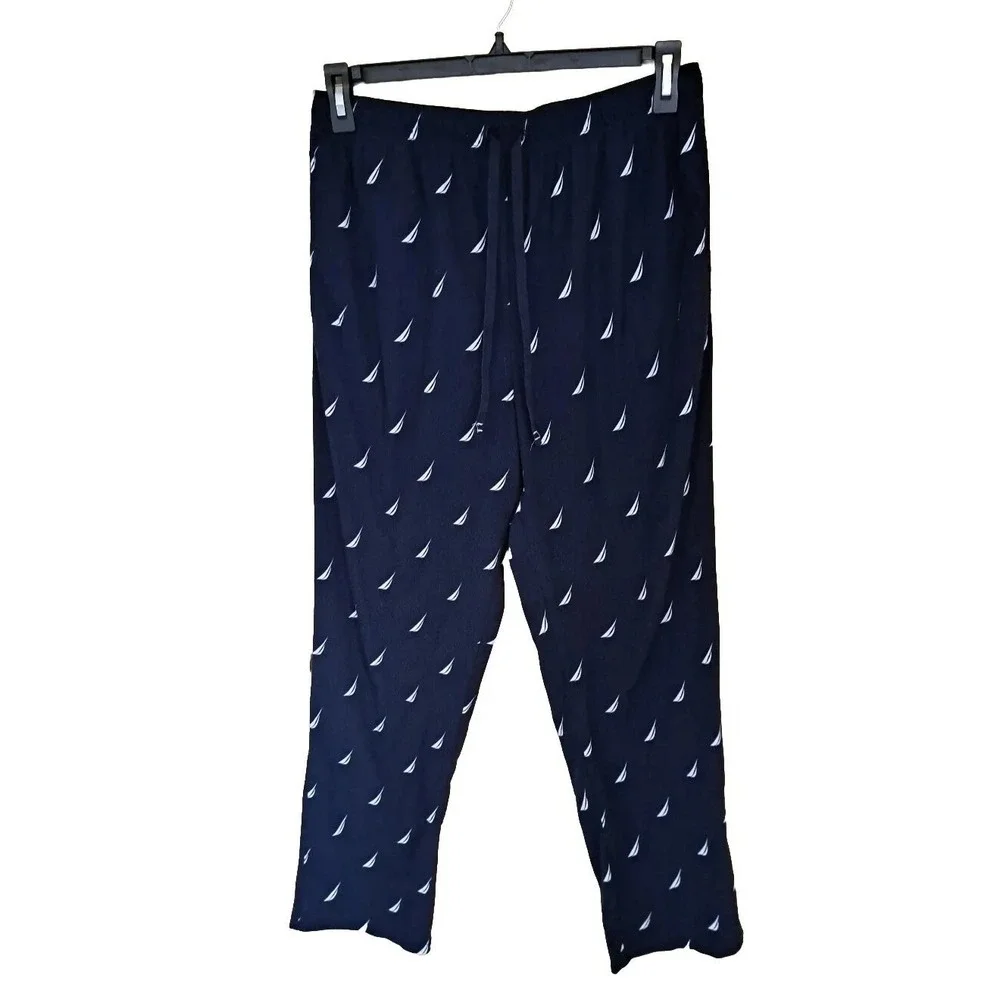 Nautica Men's Blue White Lounge  Pajama Pants 100% Polyester Sleepwear Size‎ M